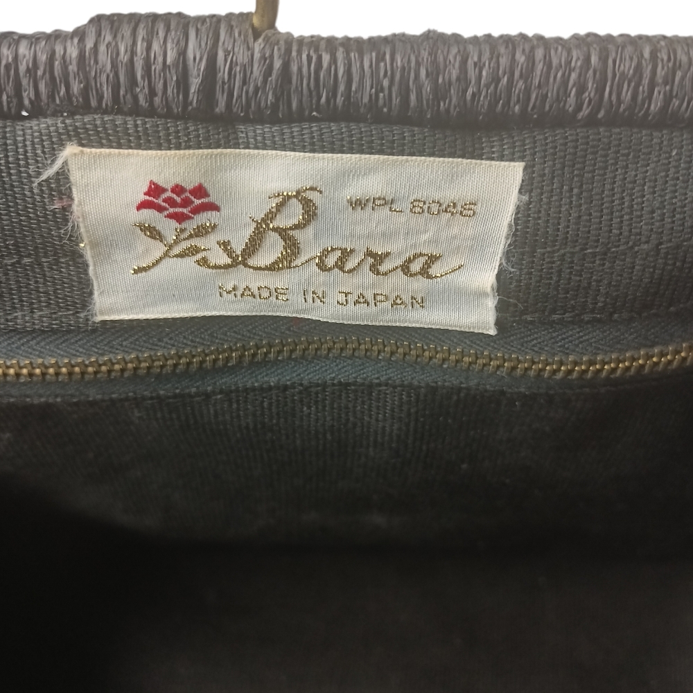 Vintage/Estate Rare Bara Japan Chevron Raffia Top Handle Purse "HOT!" - Picture 11 of 16